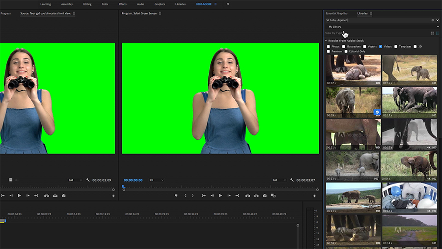 use adobe premiere with green screen