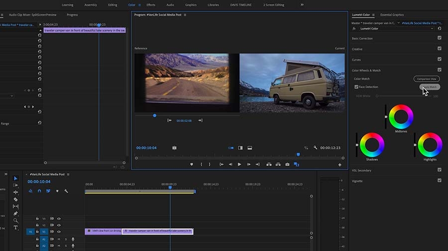 How to color match Adobe stock video clips