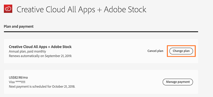 adobe cancel plan