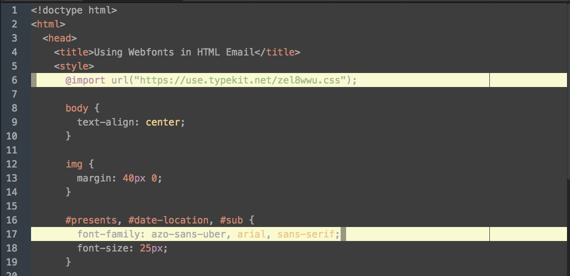 The @import embed code used in HTML email The @import embed code used in HTML email