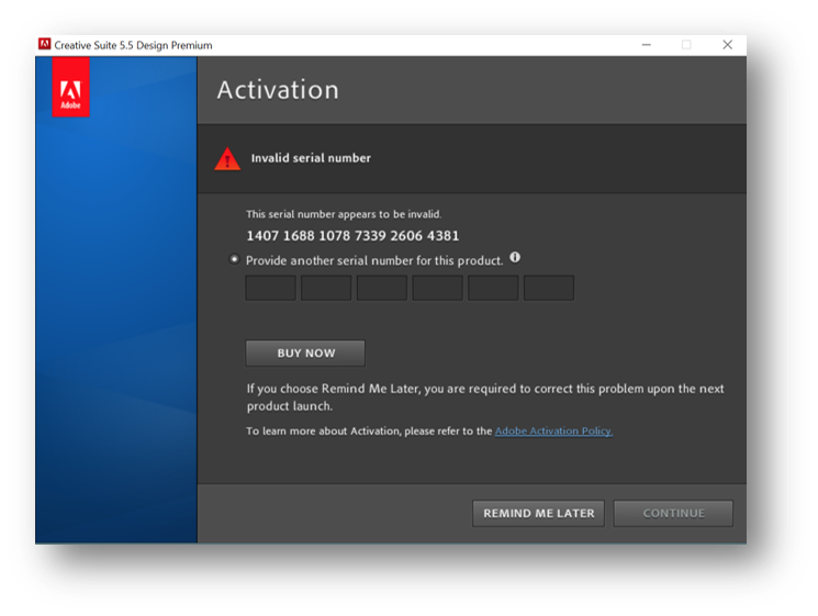 adobe cs6 serial number revoked