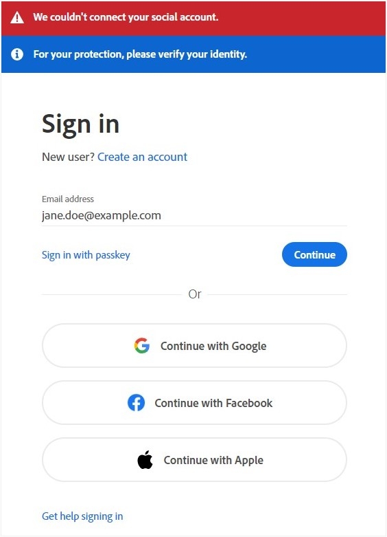 Facebook can't login