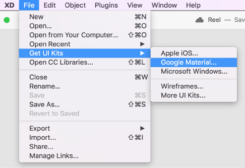 Get UI Kits menu