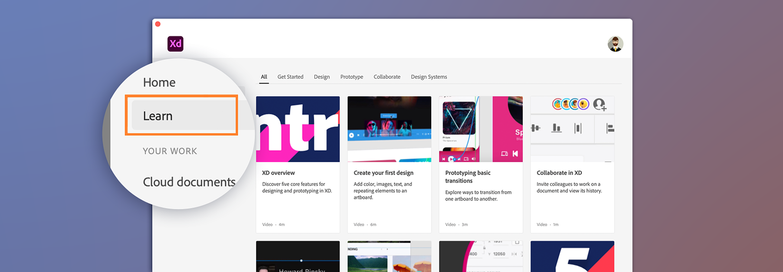 Learn tab on home screen