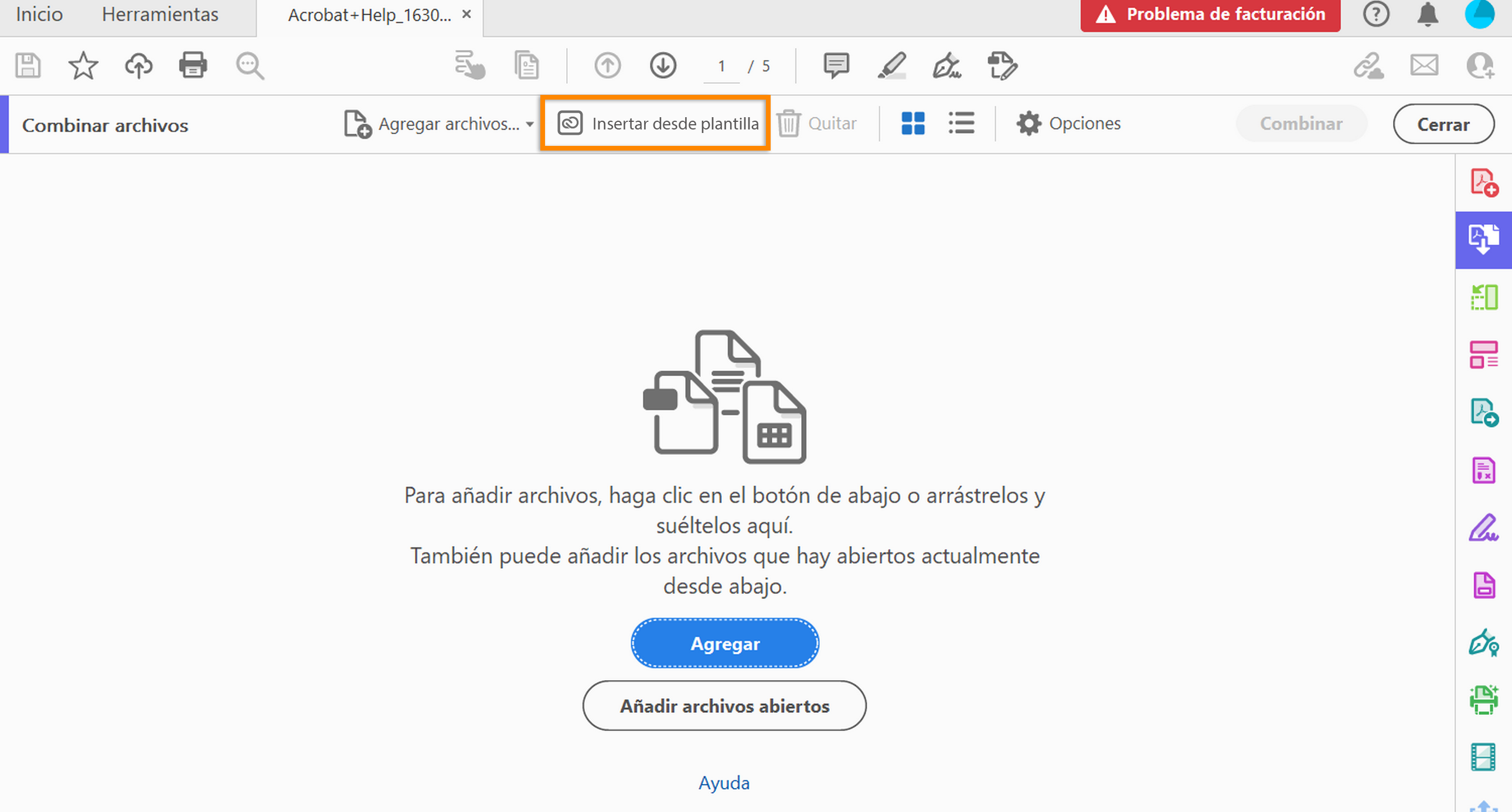 Insertar desde plantilla