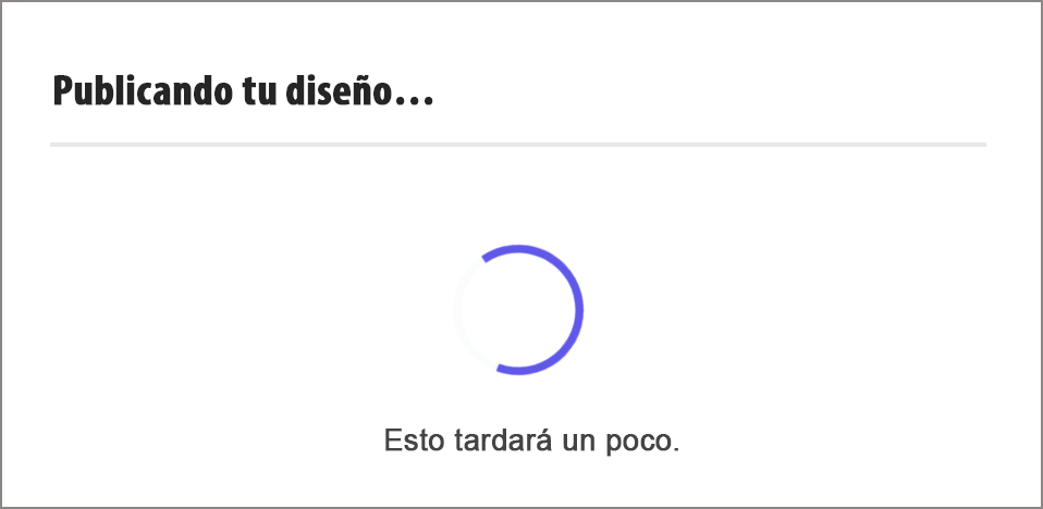 Mensaje conforme se está publicando el proyecto