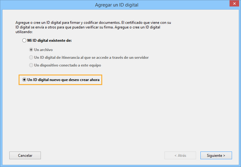 ¿Cómo firmar un PDF digitalmente? 4 Crear un ID digital nuevo