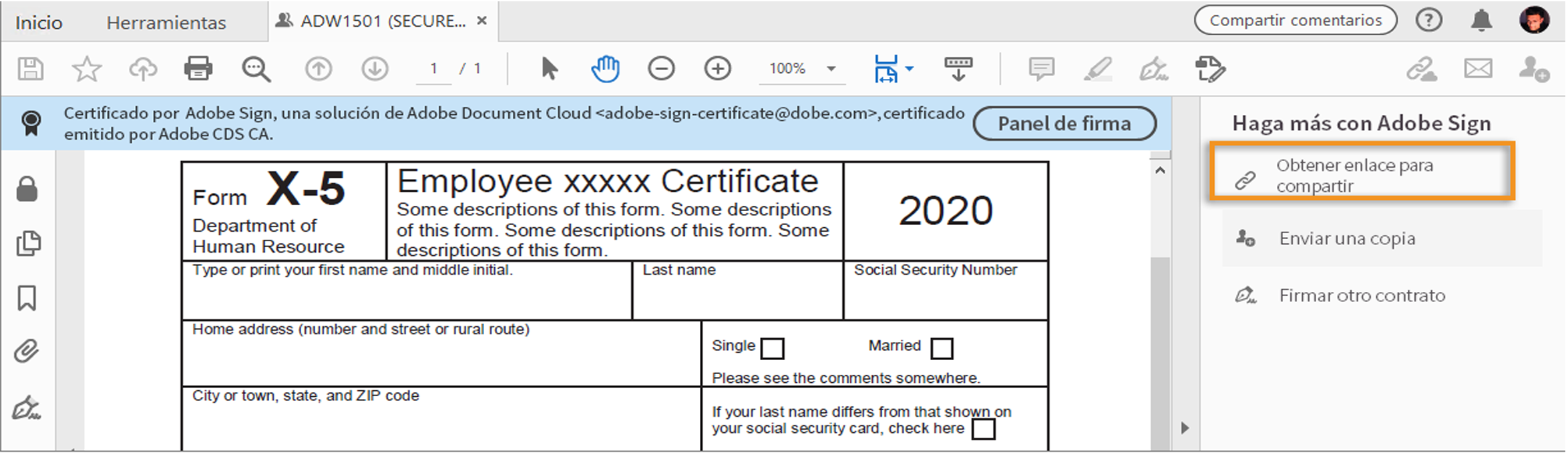 Haga clic para obtener un vínculo que pueda compartir