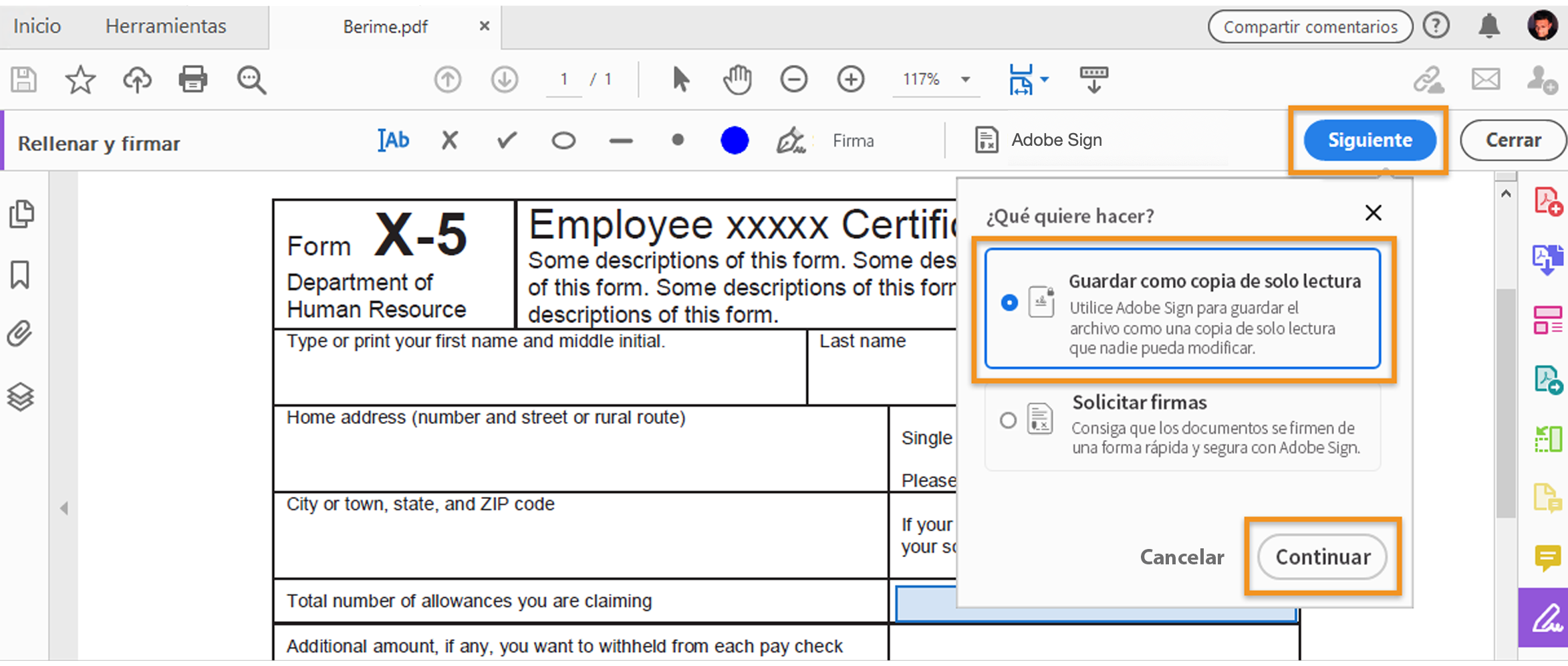 Guardar una copia de solo lectura