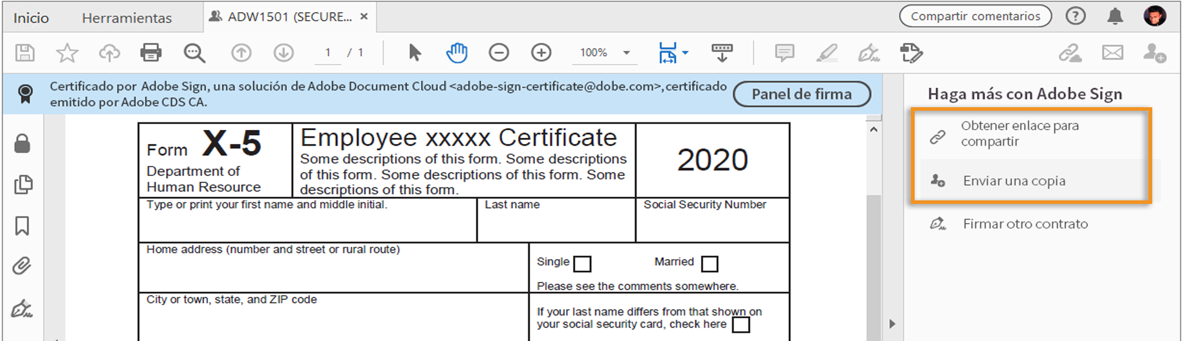 Compartir el documento protegido