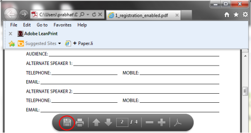 Guarde el formulario en el equipo