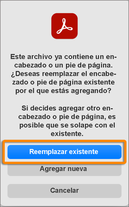 Sustituir un encabezado y un pie de página existente Sustituir un encabezado y un pie de página existente