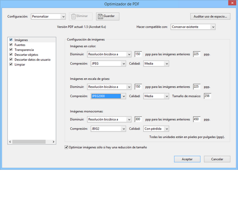 Optimización de archivos PDF en Adobe Acrobat Pro