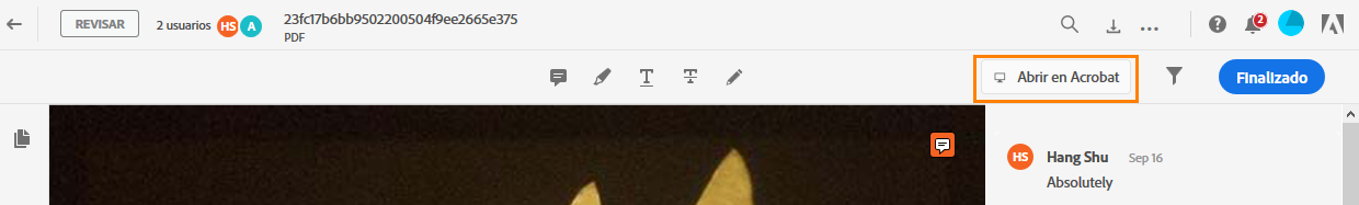 Revisar en aplicación de escritorio