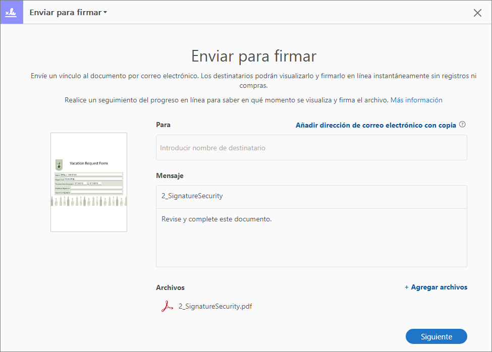 Enviar documentos PDF para su firma, Adobe Acrobat Reader DC
