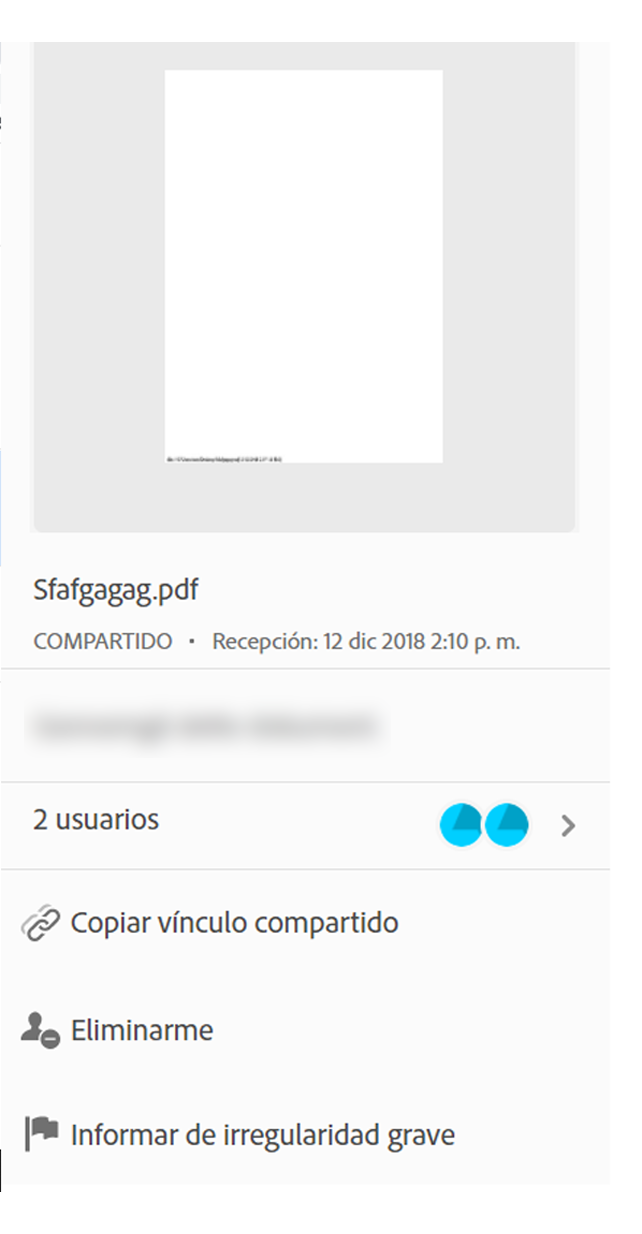 Acciones en archivos recibidos para su visualización