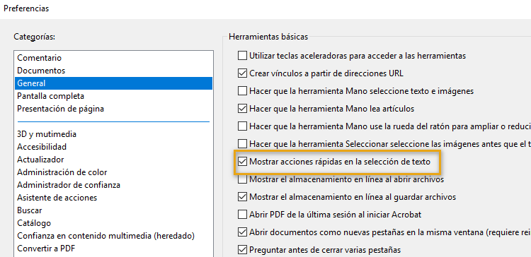 Mostrar u ocultar la barra de herramientas de acción rápida