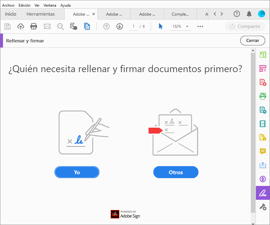Inicio de Rellenar y firmar