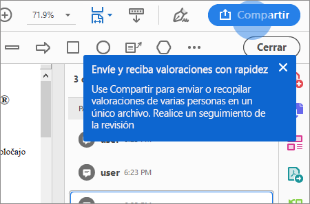 Consejo de Acrobat para el uso compartido de la revisión