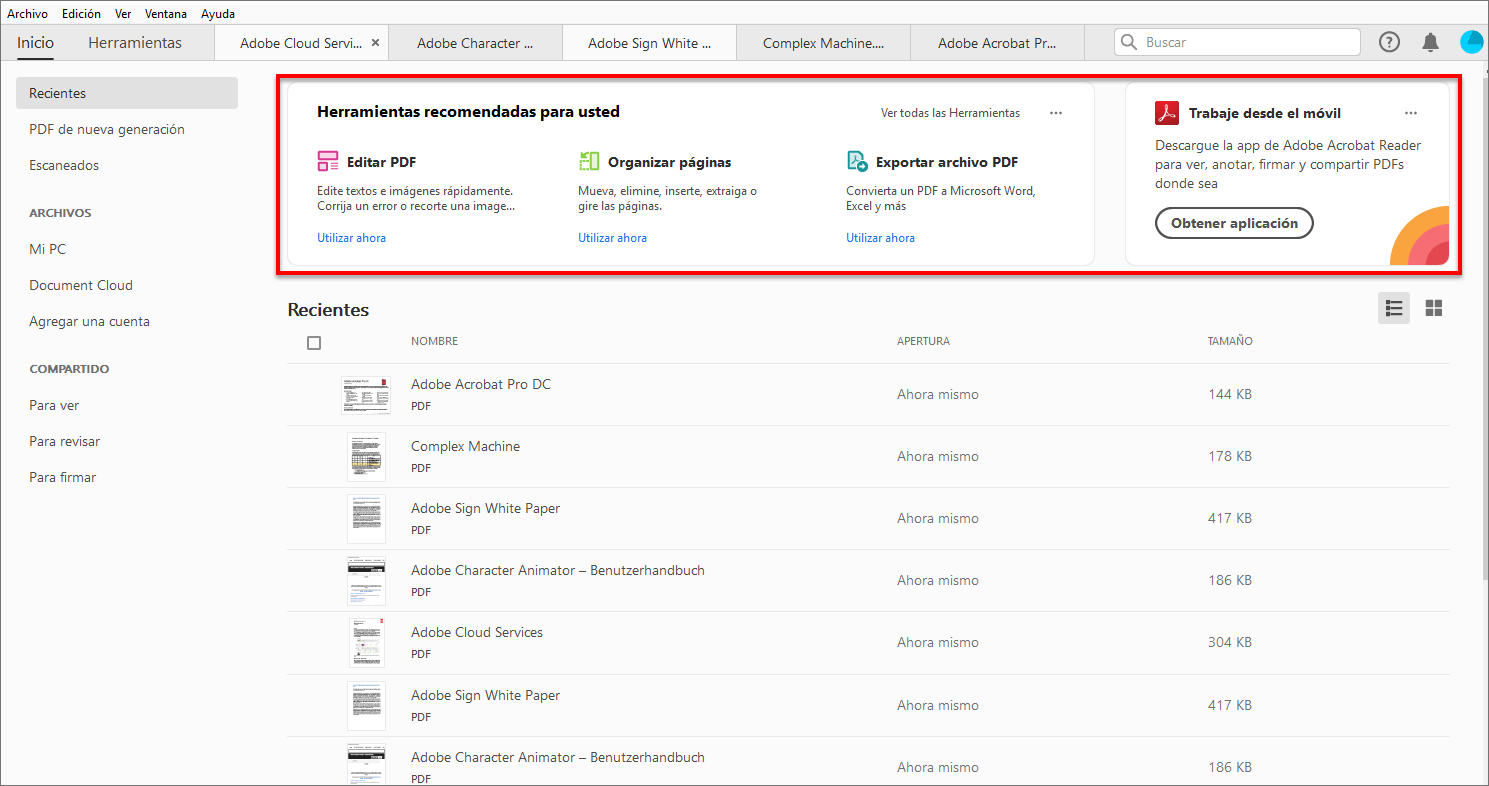 Experiencia de integración en la aplicación