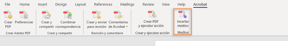 Opción Insertar medios