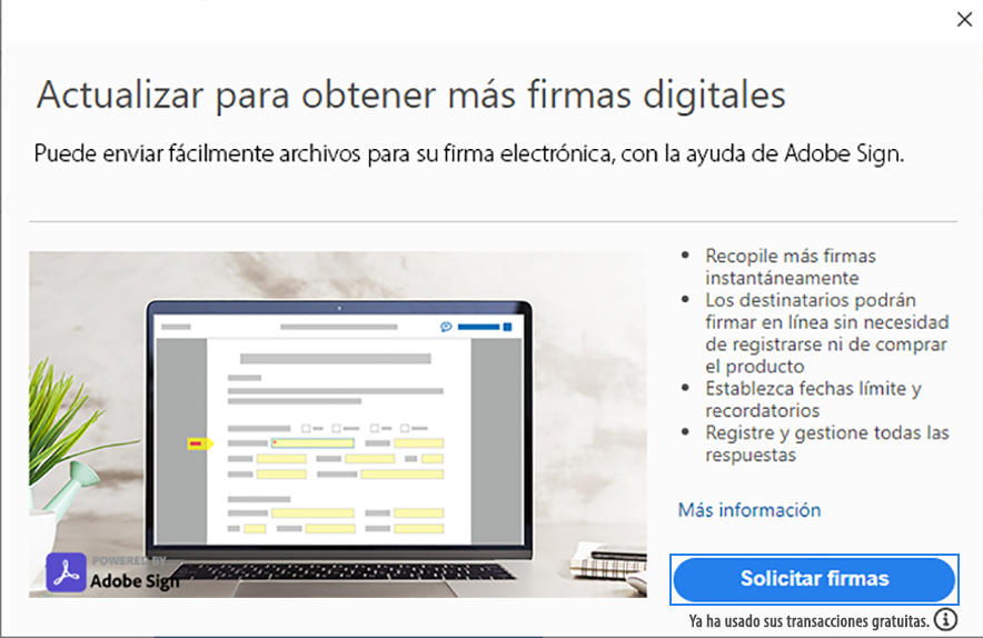 Cuadro de diálogo Nueva actualización