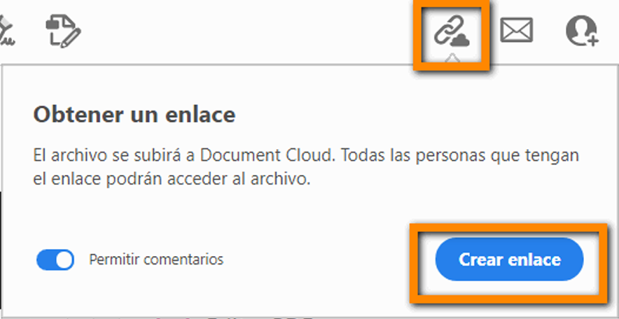 Cree un vínculo para compartir el archivo