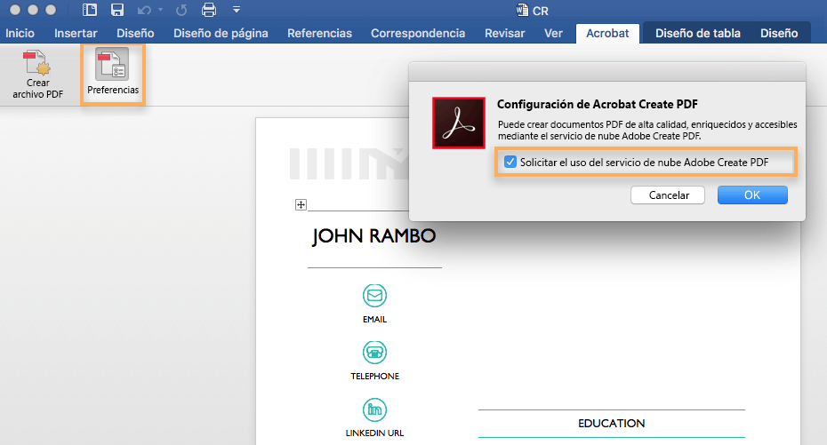 Restaurar preferencias