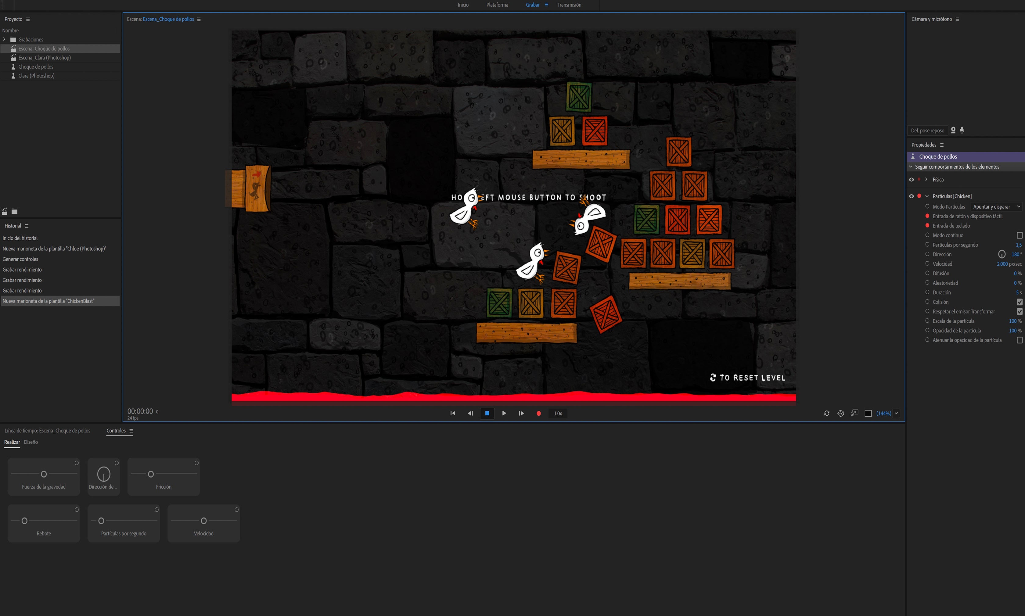 Colisión de partículas en un proyecto