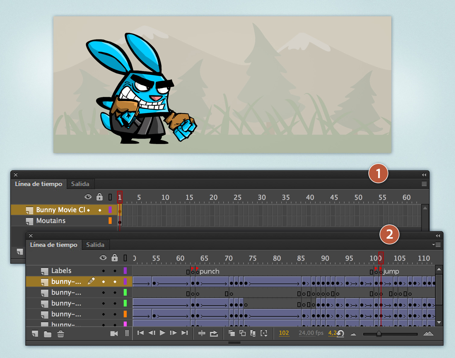 Elementos en Animate