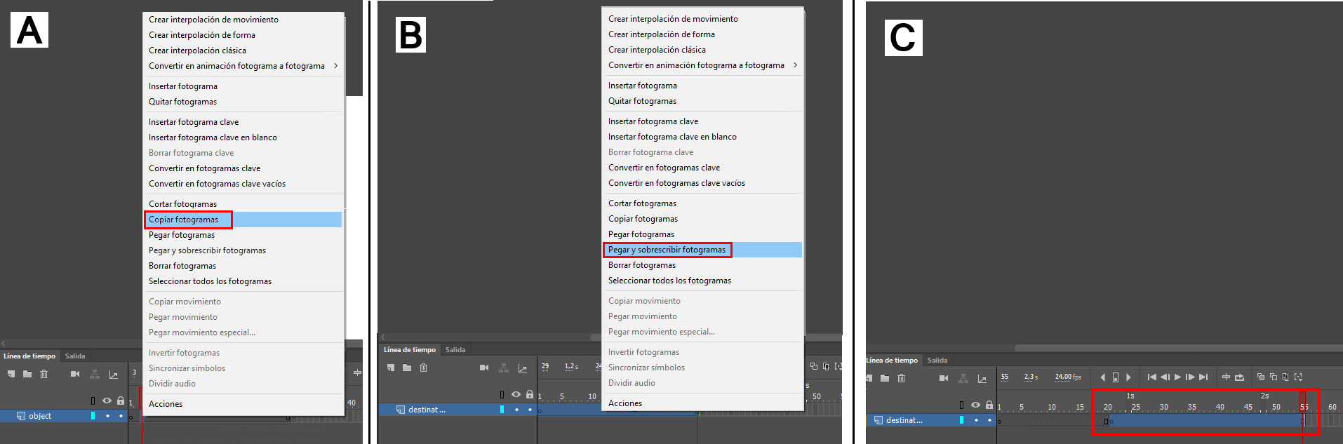 Creación de capas de la cronología en Animate Creación de capas de la cronología en Animate