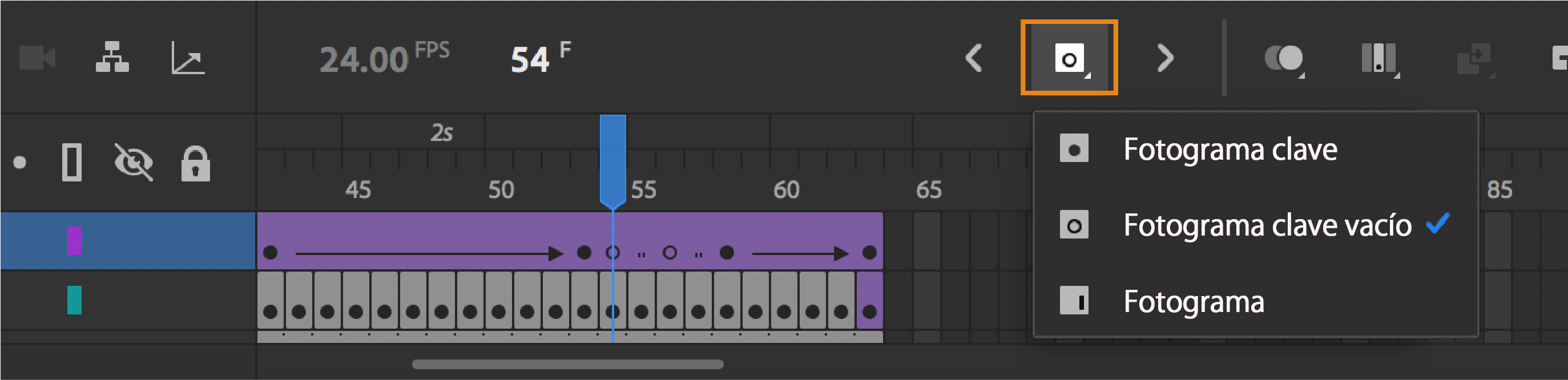 Crear fotograma clave