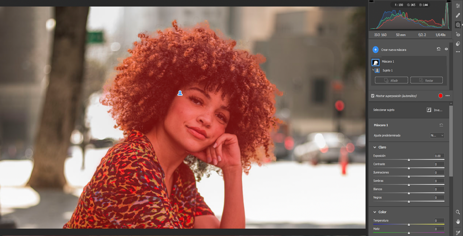 El sujeto se selecciona automáticamente en Adobe Camera Raw