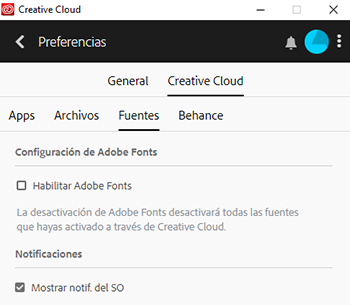 Habilitar Adobe Fonts
