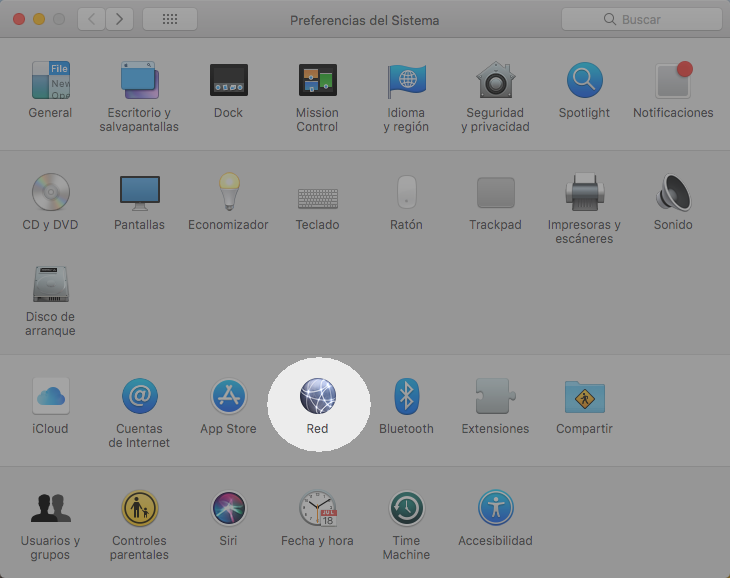 Preferencias de red Configure su proxie en Mac para trabajar con bibliotecas - paso 2