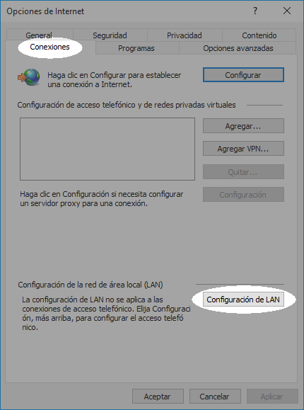 Haga clic en configuración de LAN Configure su proxy en Win 7 para trabajar con bibliotecas - paso 3