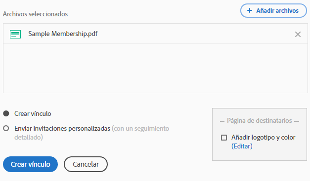 Creación de vínculos o envío del formulario
