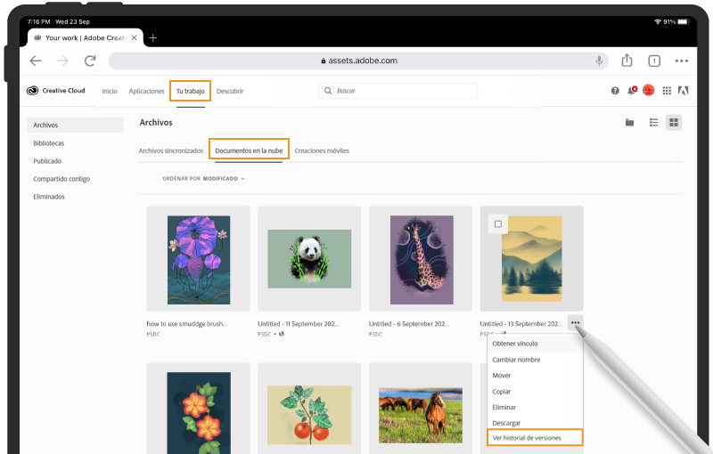Historial de versiones de Fresco en la web