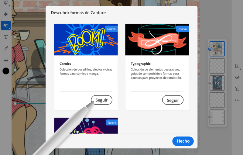 Busque el panel Formas rediseñado