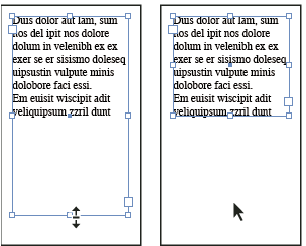 Haga doble clic en el manipulador para cambiar de tamaño el marco de texto Haga doble clic en el manipulador para cambiar de tamaño el marco de texto