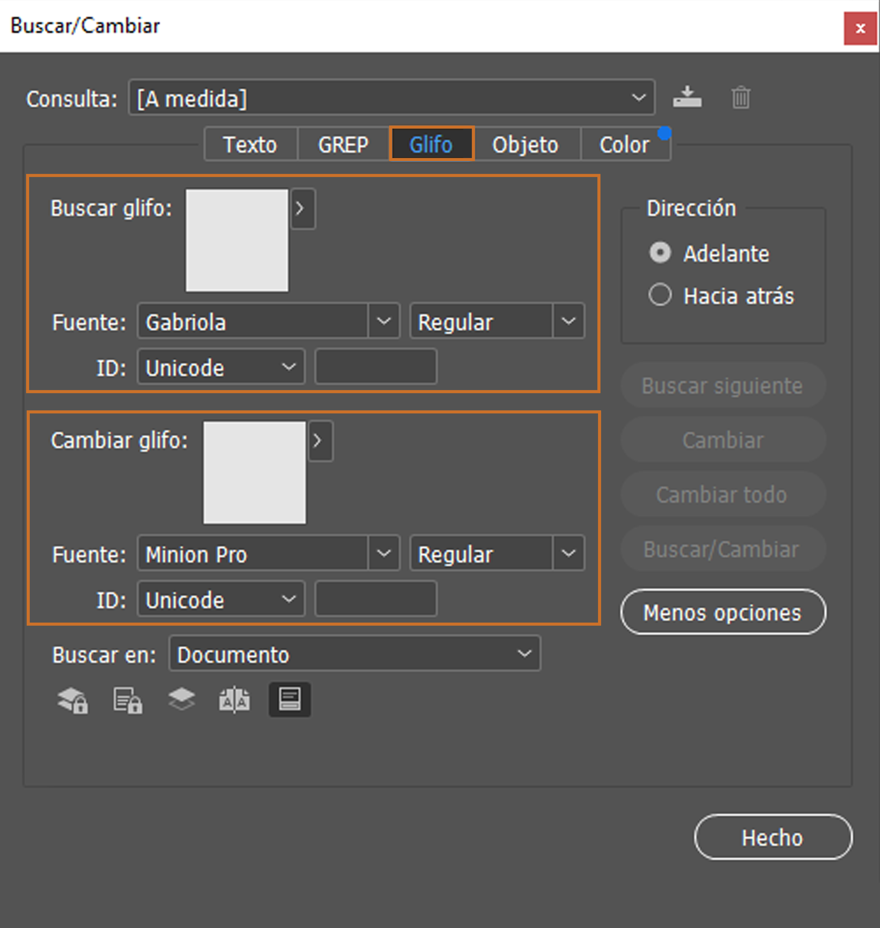 Buscar y reemplazar pictogramas