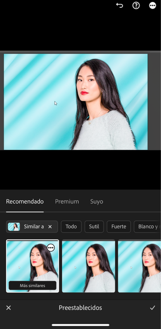 Ajustes preestablecidos recomendados y premium en Lightroom para dispositivos móviles (iOS)