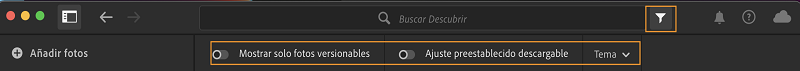 Opción de filtro en la comunidad de Lightroom para equipos de escritorio. Opción de filtro en la comunidad de Lightroom para equipos de escritorio.