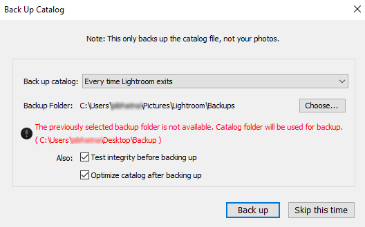 Realizar copia de seguridad del catálogo
