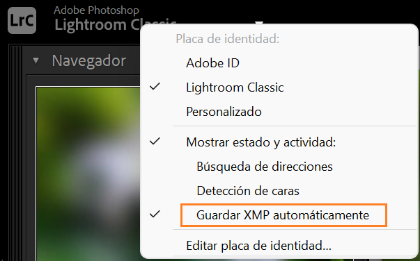 Guardar XMP automáticamente