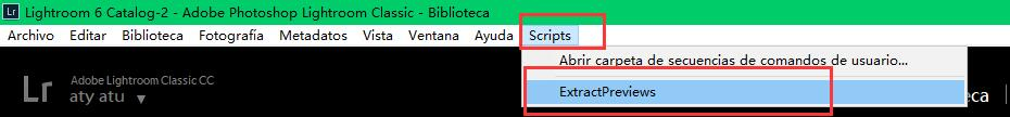Elija ExtractPreviews en el menú Scripts.