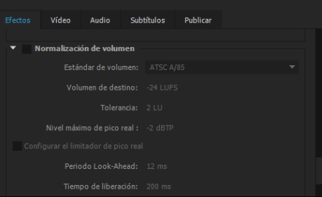 Ajustes de efectos Ajustes de efectos