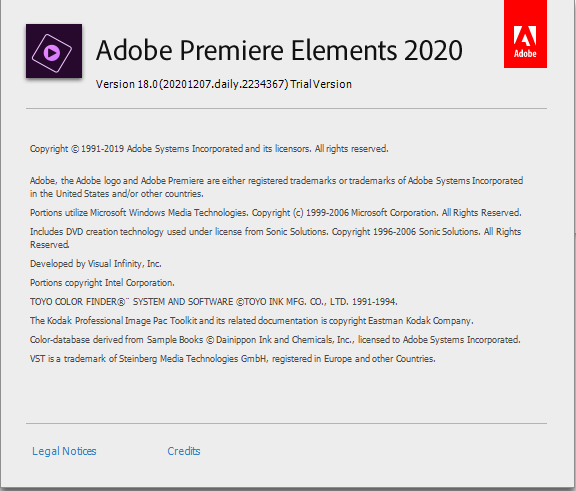 Versión del producto de Premiere Elements 2020