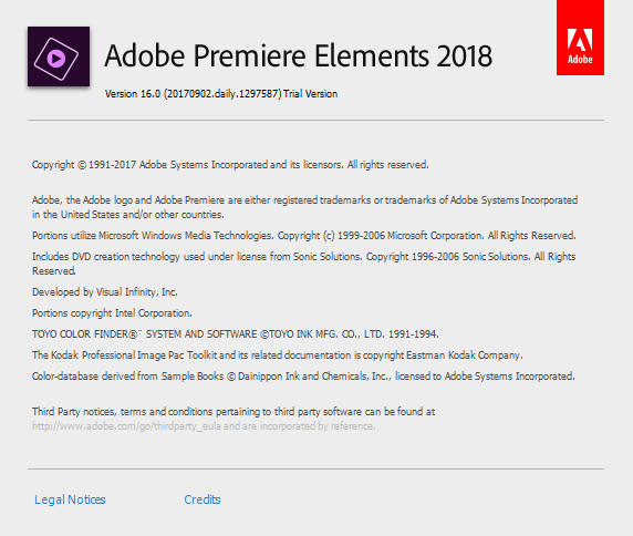 Versión del producto de Premiere Elements 2018