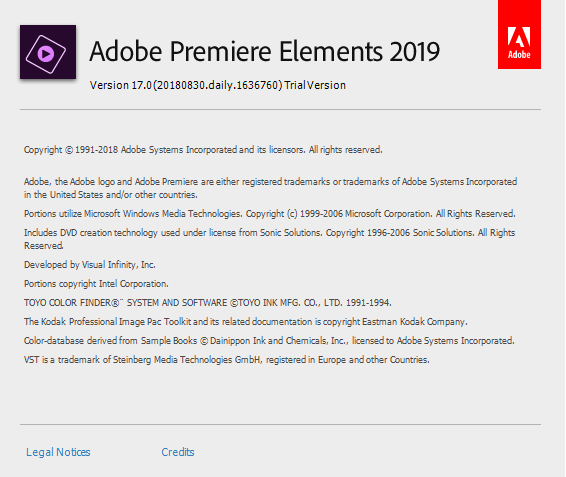 Versión del producto de Premiere Elements 2019